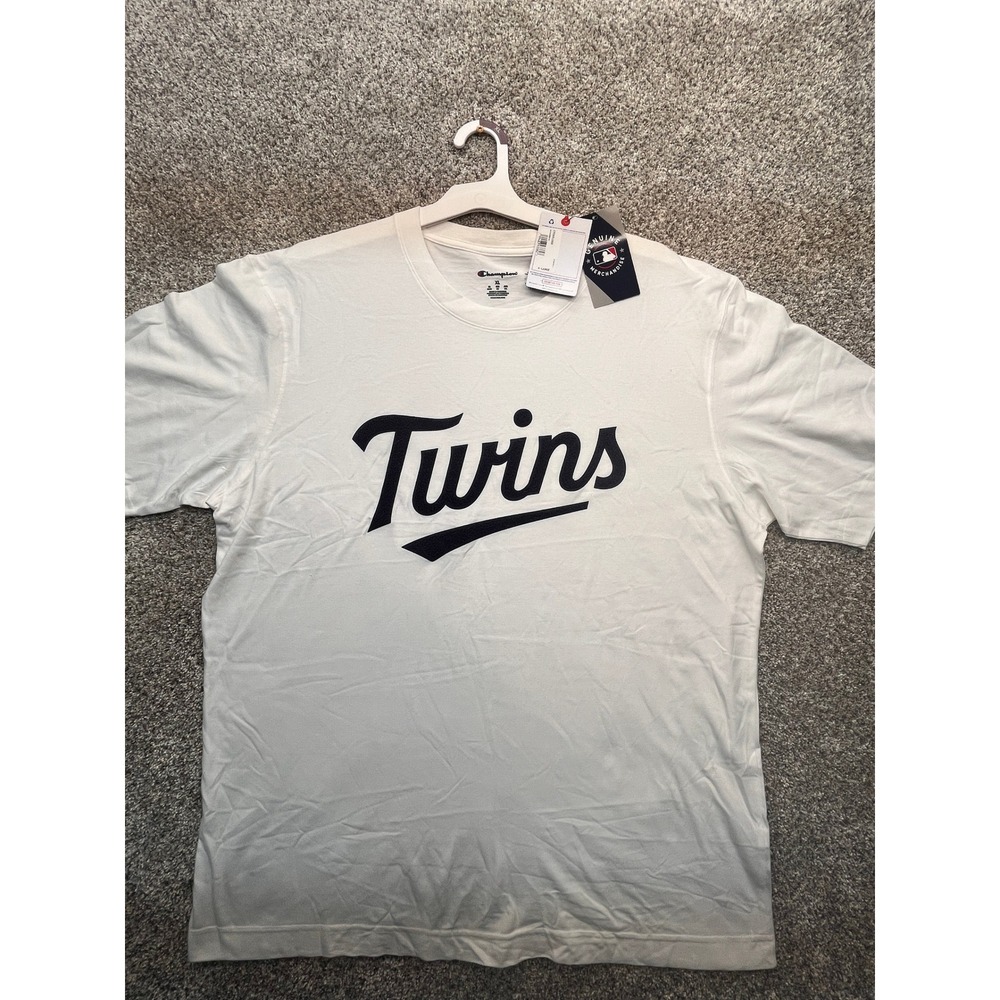 Champion T-Shirt Mens XL White NEW Minnesota Twins Chenille Script MLB Baseball